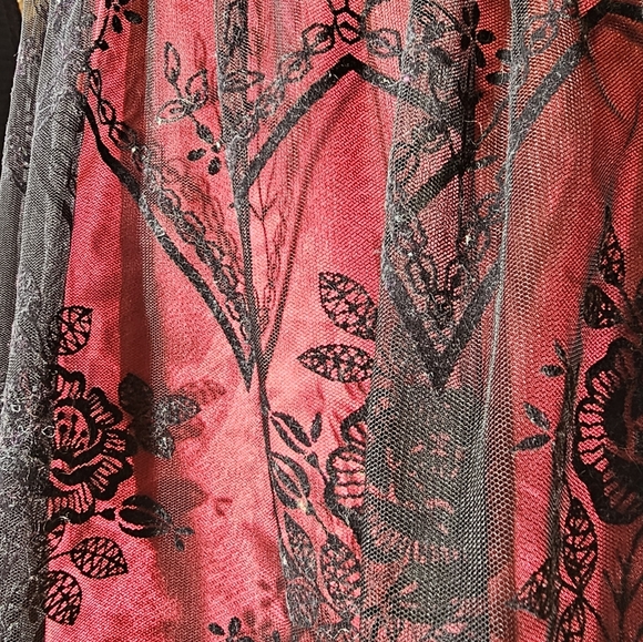 Red & Black Strappless lace dress - Picture 6 of 8